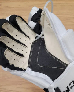 CCM 85C Gloves Pro Stock White/Navy Blue/Gold (New)