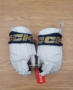 CCM 85C Gloves Pro Stock White/Navy Blue/Gold (New)